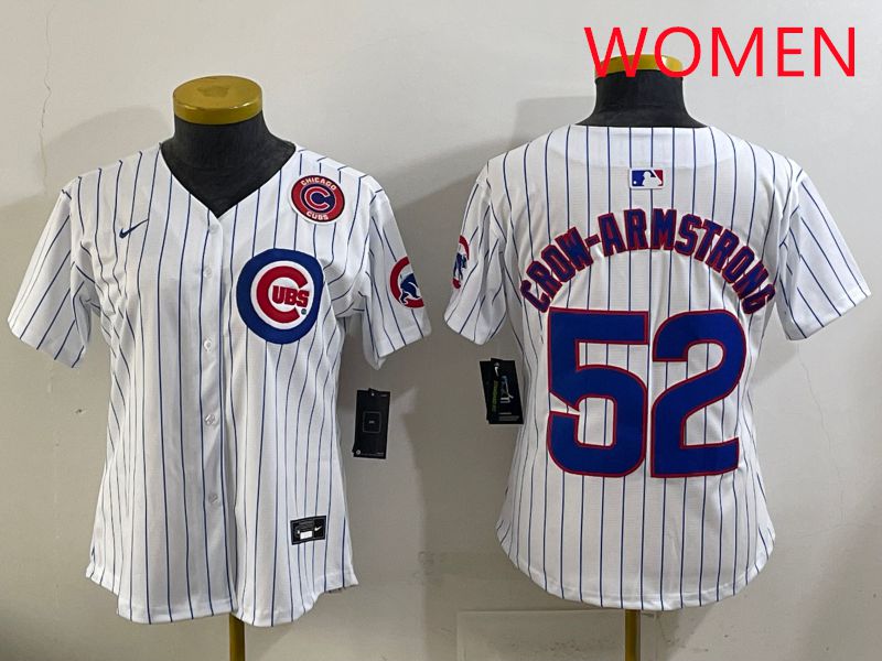 Women 2025 Chicago Cubs #52 Crow-Armstrong White Stripe Game Nike MLB Jersey style 6->youth mlb jersey->Youth Jersey